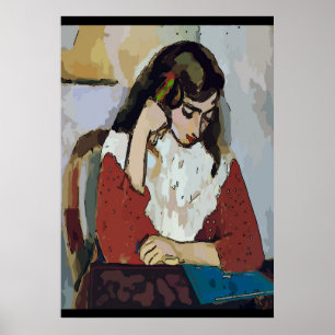 Mädchen auf Tablette Abstrakt Matisse Stil Poster