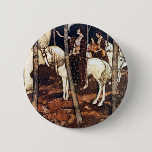 Mädchen auf weiße Pferdeknöpfen Button