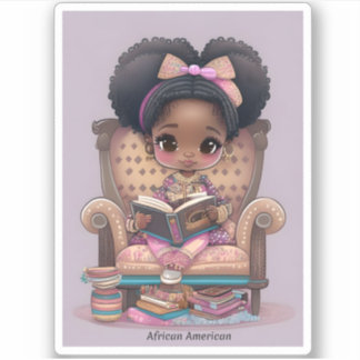 Mädchen aus der Welt lesen - Afroamerikaner Aufkleber