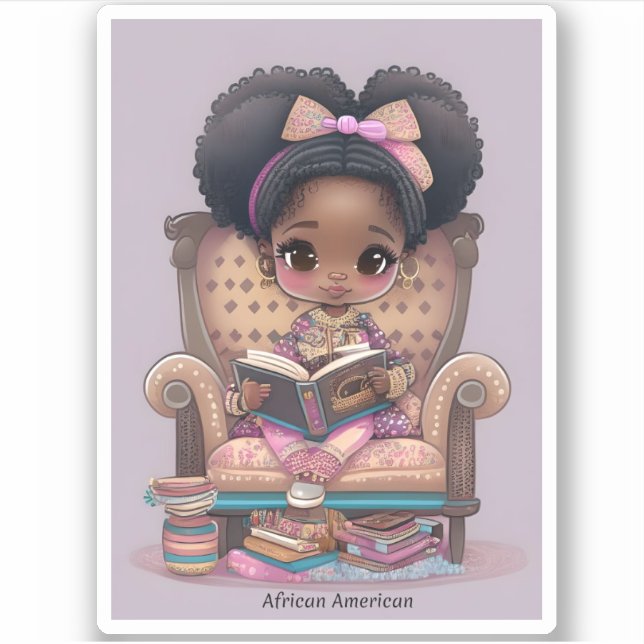 Mädchen aus der Welt lesen - Afroamerikaner Aufkleber (Vorderseite)