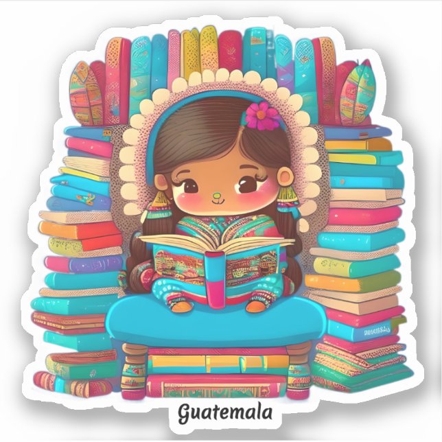 Mädchen aus der Welt lesen - Guatemala Aufkleber (Vorderseite)