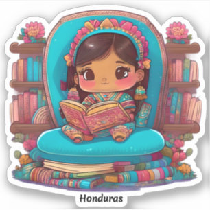 Mädchen aus der Welt Lesen - Honduras Aufkleber