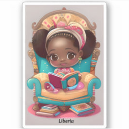 Mädchen aus der Welt Lesen - Liberia Aufkleber