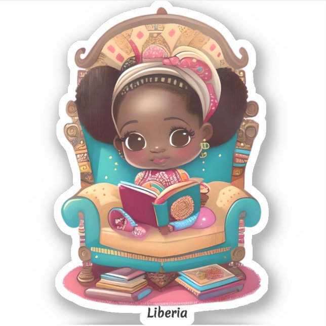 Mädchen aus der Welt Lesen - Liberia Aufkleber (Vorderseite)