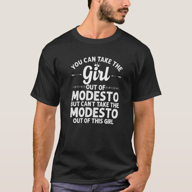 Mädchen aus Modesto Ca California Zuhause Roots Us T-Shirt (Vorderseite)