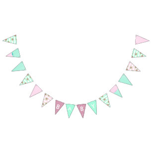 Mädchen-Baby-Duschen-rosa und aquamarine mit Wimpelkette