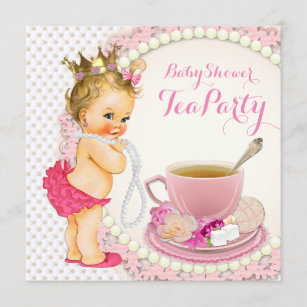 Mädchen-Baby-Duschen-Tee-Party Einladung