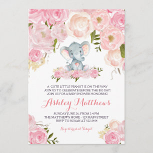 Mädchen-Baby-Elefant-Babyparty-Einladungen Einladung