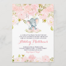 Mädchen-Baby-Elefant-Babyparty-Einladungen