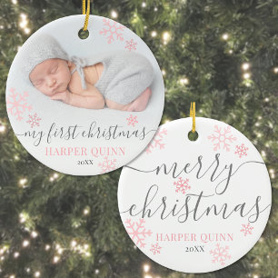 Mädchen Baby Erstes Weihnachtsfoto Keramik Ornament