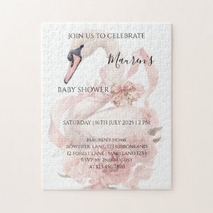 Mädchen-Baby-Party-Einladung mit rosa Schleife