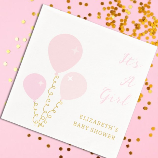 Mädchen-Baby-Party mit rosa Ballons Serviette (Von Creator hochgeladen)