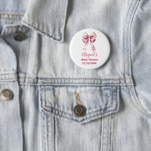 Mädchen-Baby-Party mit rosa Schleife Coquette Button