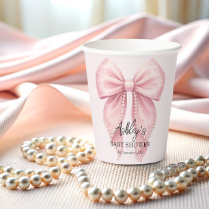 Mädchen-Baby-Party mit rosa Schleife Pappbecher