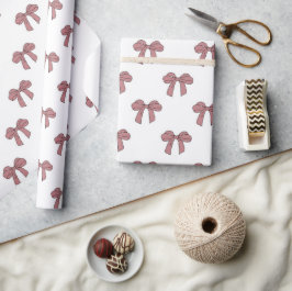 Mädchen-Baby-Party Vornehm Rosa Rotes Schleifenmus Geschenkpapier