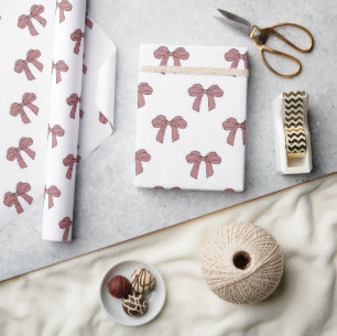 Mädchen-Baby-Party Vornehm Rosa Rotes Schleifenmus Geschenkpapier