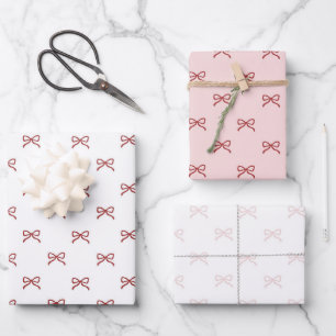 Mädchen-Baby-Shower Vornehm Rosa Roter Schleifenmu Geschenkpapier Set