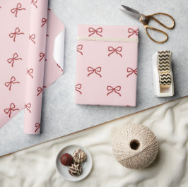 Mädchen-Baby-Shower Vornehm Rosa Rotes Schleifenmu Geschenkpapier