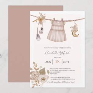 Mädchen Babykleidung Boho Babyparty-Einladung Einladung