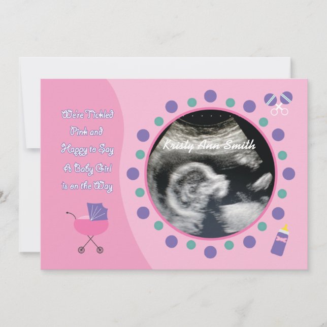 Mädchen Babyparty Einladung (Vorderseite)