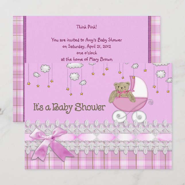 Mädchen Babyparty Einladung (Vorne/Hinten)