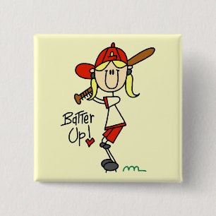Mädchen Baseball Batter Up T-Shirts und Geschenke Button