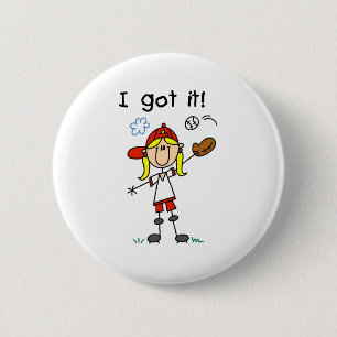 Mädchen Baseball Ich habs Button