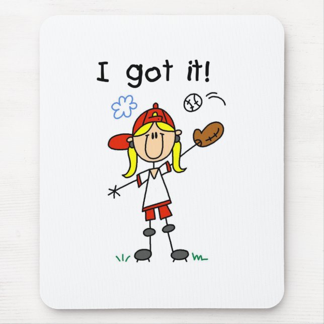 Mädchen Baseball Ich habs Mousepad (Vorne)