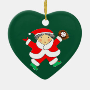 Mädchen Baseball Keramik Ornament