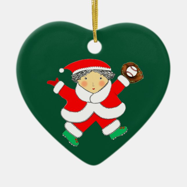 Mädchen Baseball Keramik Ornament (Vorne)