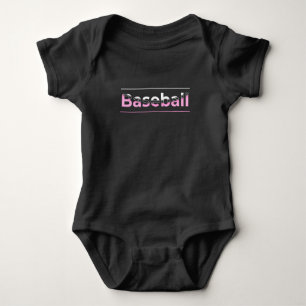 Mädchen-Baseball - Rosa geometrische Typografie Baby Strampler