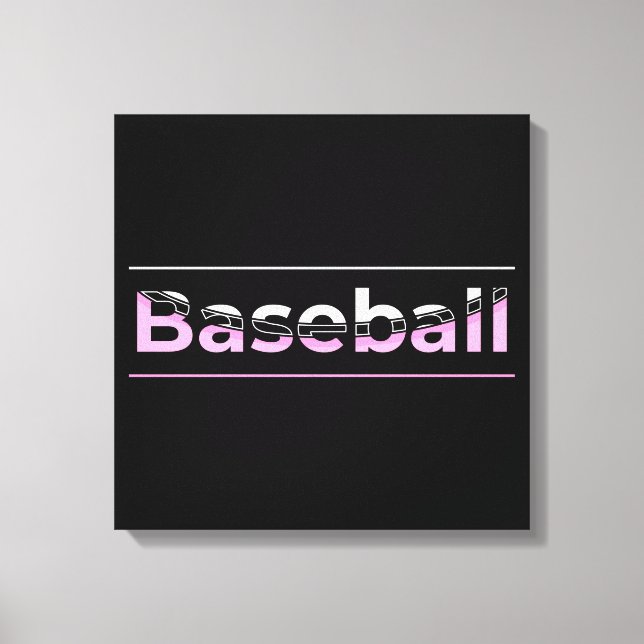 Mädchen-Baseball - Rosa geometrische Typografie Leinwanddruck (Vorderseite)