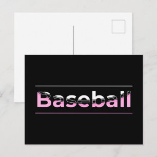 Mädchen Baseball - Rosa geometrische Typografie Postkarte