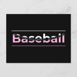Mädchen-Baseball - Rosa geometrische Typografie Postkarte