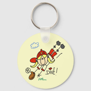Mädchen-Baseball-Tauchen-T-Shirts und Geschenke Schlüsselanhänger