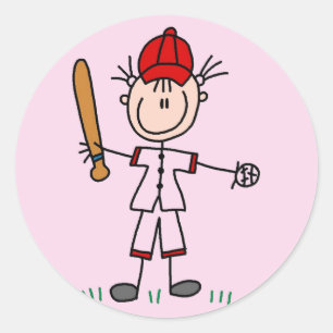 Mädchen Baseballspieler T-Shirts und Geschenke Runder Aufkleber