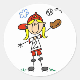 Mädchen Baseballspieler T-Shirts und Geschenke Runder Aufkleber