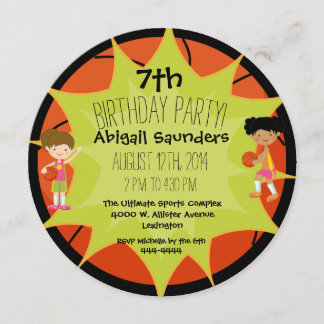 Mädchen Basketball Custom Geburtstag Circle Einlad Einladung