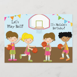 Mädchen-Basketball-Geburtstags-12x18 Einladung