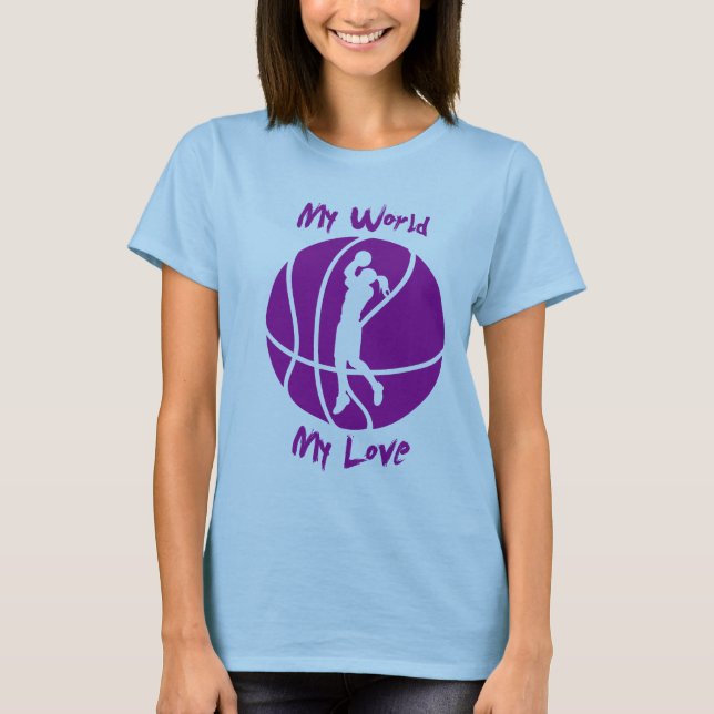 Mädchen-Basketball meine Welt, meine Liebe T-Shirt (Vorderseite)