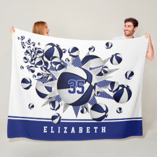 Mädchen Basketballkörbe blau Fleecedecke