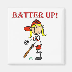 Mädchen Batter Up Baseball T-Shirts und Geschenke Magnet