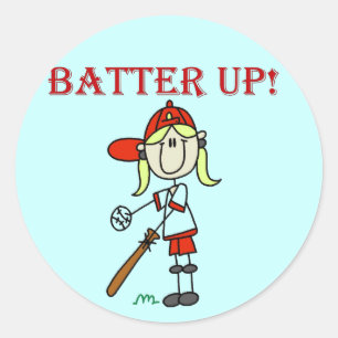 Mädchen Batter Up T-Shirts und Geschenke Runder Aufkleber