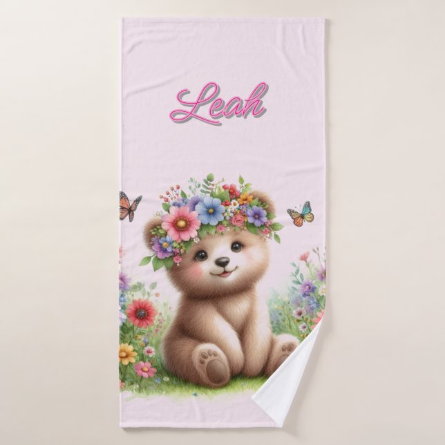 Mädchen Beary Niedlich Pink Bläserstuck Badehandtuch (Badehandtuch)
