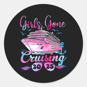 Mädchen beim Cruising für Chelorette-Party  Runder Aufkleber