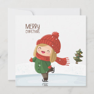 Mädchen beim Eislaufen zu Weihnachten