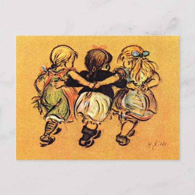 # Mädchen - beste Freunde - Zille Postkarte (Vorderseite)