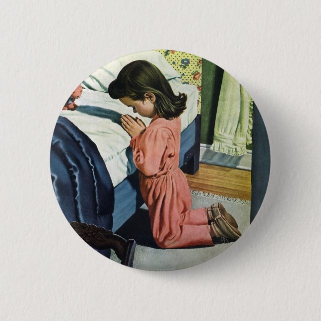 Mädchen beten zu Bedtime, das Fürstengebet Button (Vorderseite)