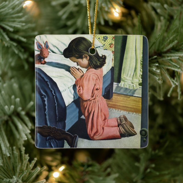Mädchen beten zu Bedtime, das Fürstengebet Keramikornament (Baum)