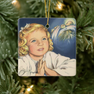 Mädchen beten zu Jesus Christus, Gebete in der Bed Keramikornament